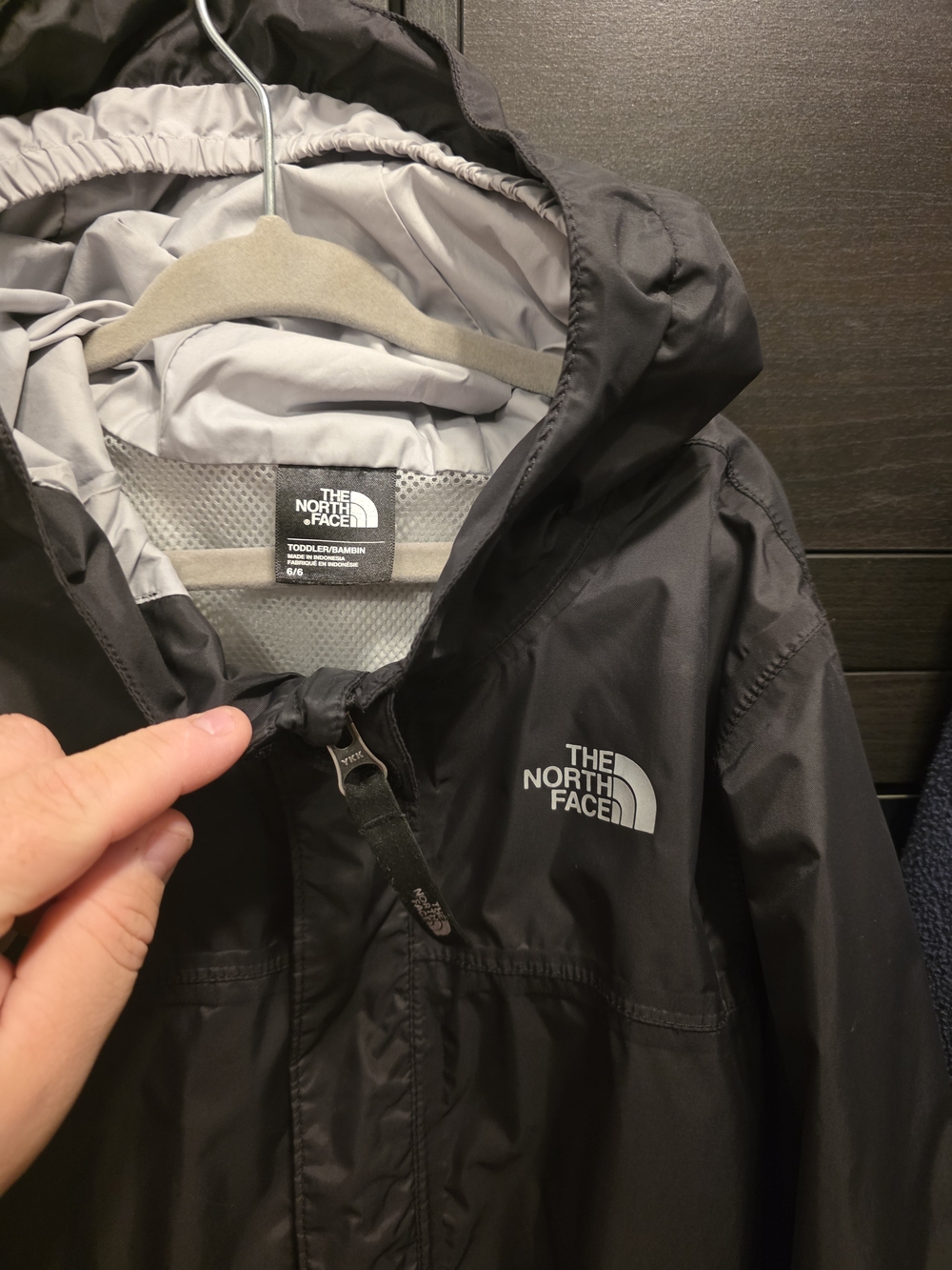 The North Face Kids Black Hooded Raincoat with Logo